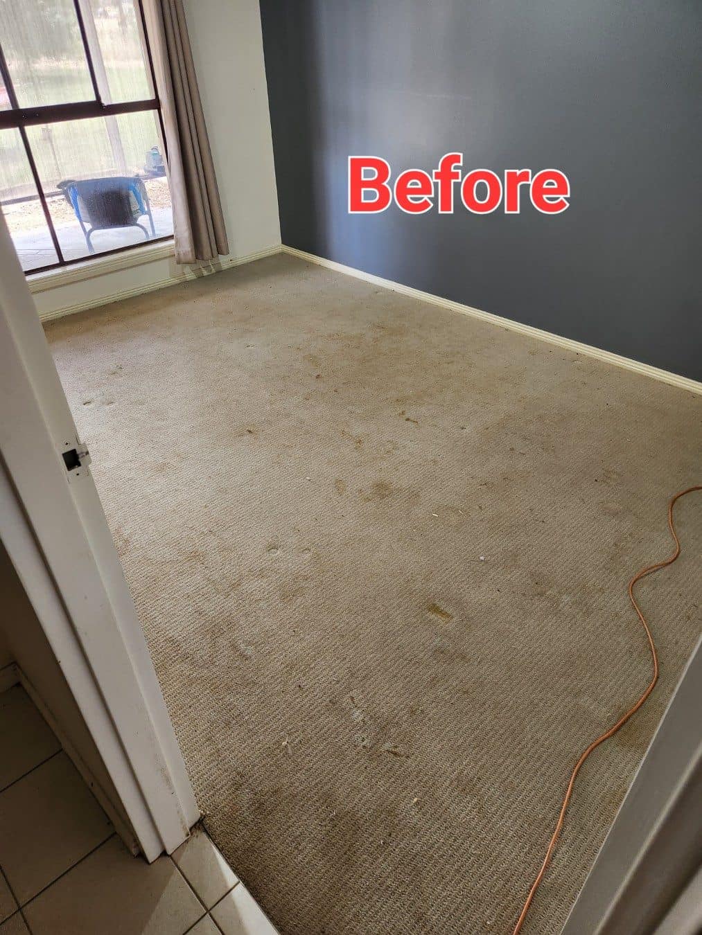 Before - bedroom carpet in a Swan Hill rental before Ultraclean cleaning