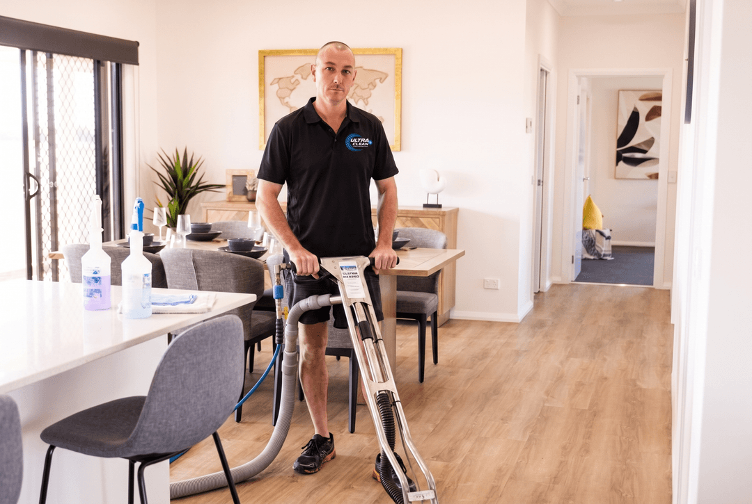 Lee from Ultraclean Swan Hill cleaning hard floors in a Swan Hill home